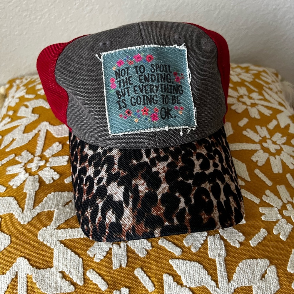 NATURAL LIFE Red and Gray Hat with Unique Design